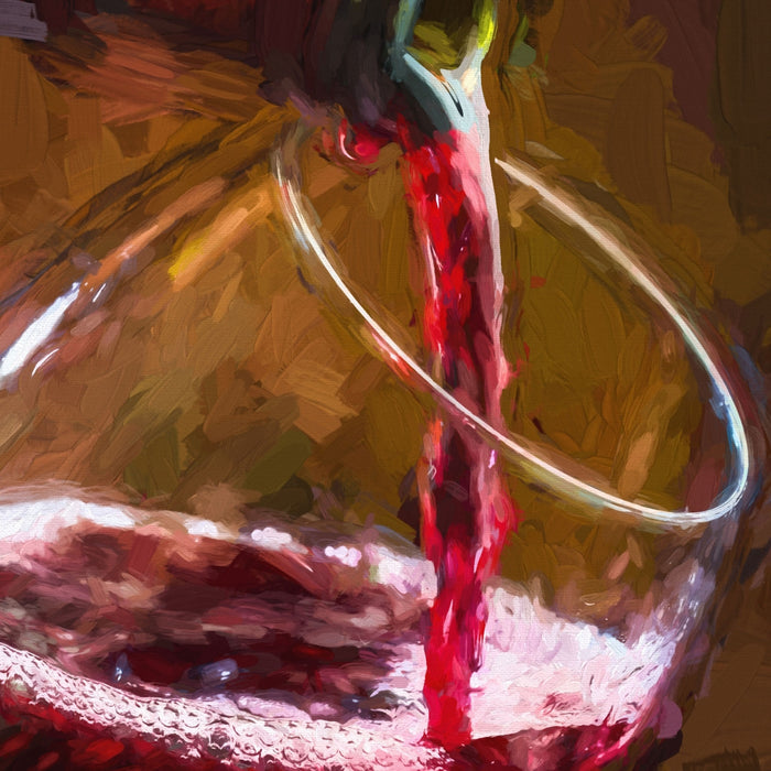 Rotwein einschenken, Glasbild Quadratisch