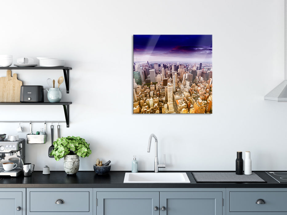 Skyline New York, Glasbild Quadratisch