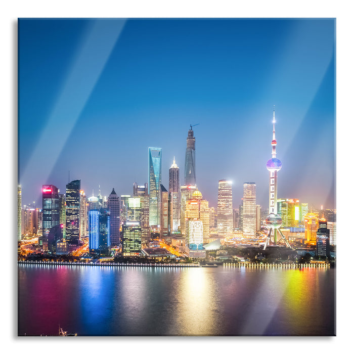 Pixxprint Shanghai Skyline, Glasbild Quadratisch