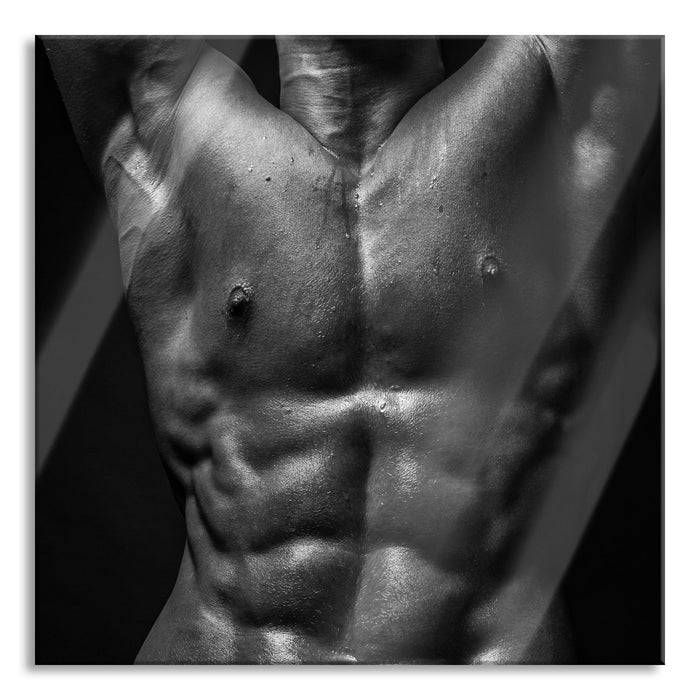 Pixxprint Sixpack Body, Glasbild Quadratisch