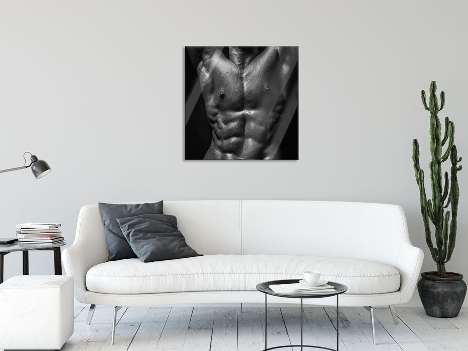 Sixpack Body, Glasbild Quadratisch