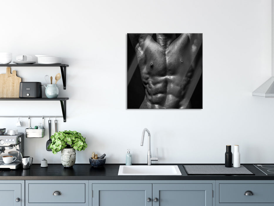 Sixpack Body, Glasbild Quadratisch