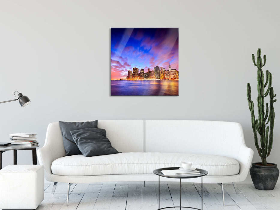 Skyline New York, Glasbild Quadratisch