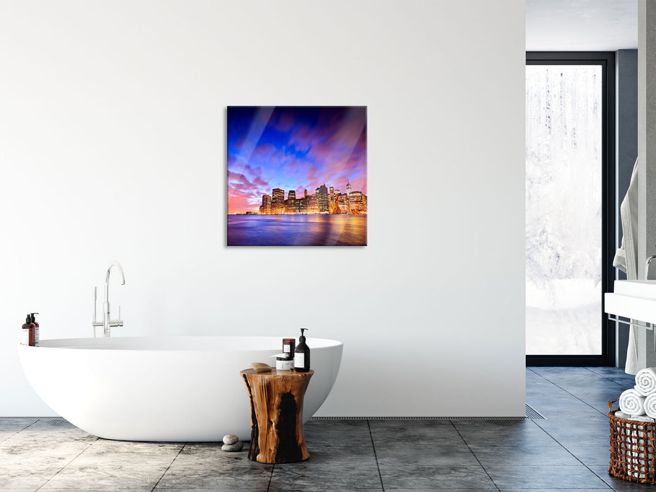 Skyline New York, Glasbild Quadratisch