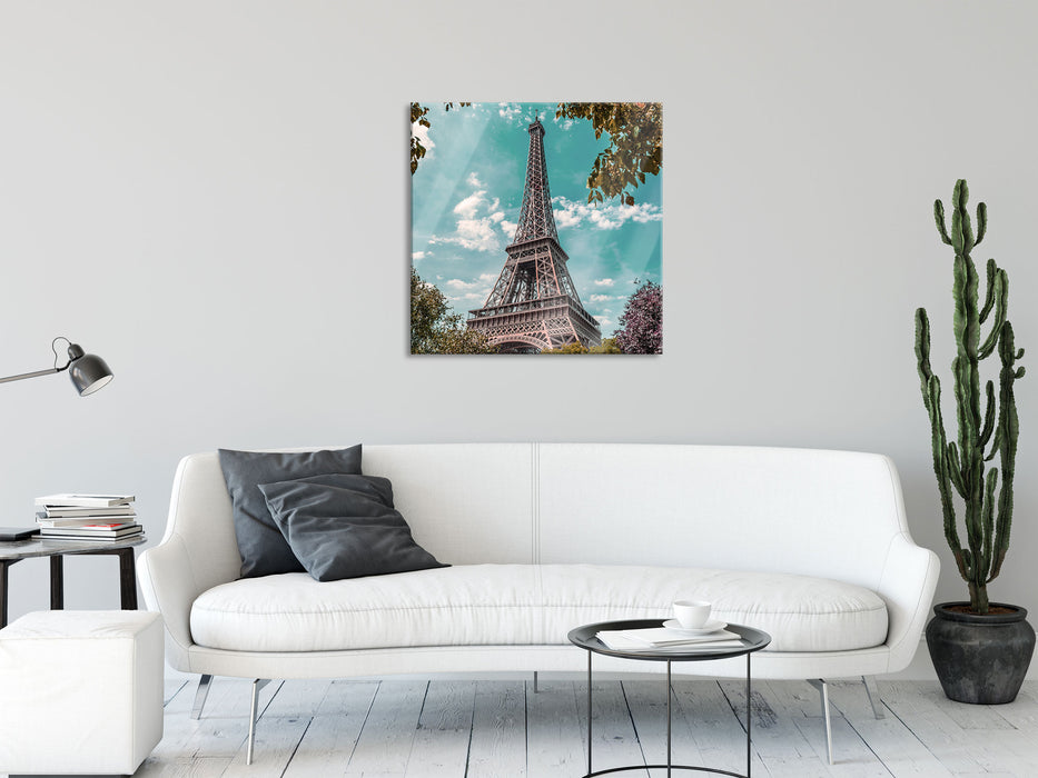 Eifelturm Paris, Glasbild Quadratisch