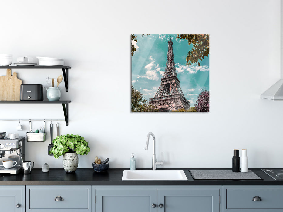 Eifelturm Paris, Glasbild Quadratisch