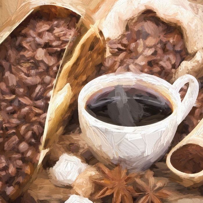 Kaffeebohnen, Glasbild Quadratisch