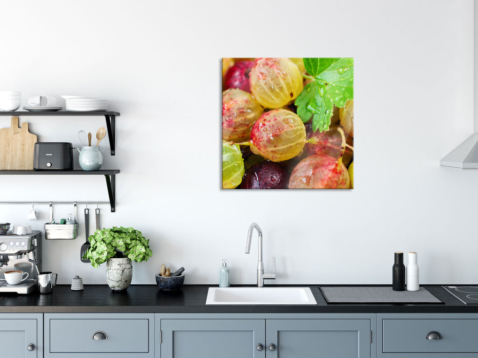 Leckere Stachelbeeren, Glasbild Quadratisch