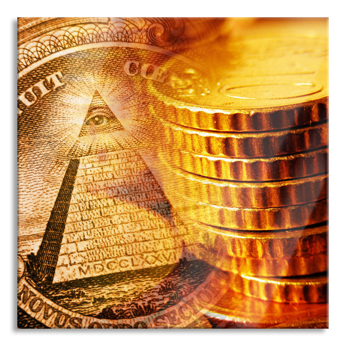 Illuminati Pyramide, Glasbild Quadratisch