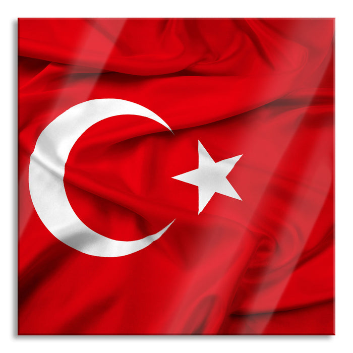 Pixxprint Turkey flag Türkei Flagge, Glasbild Quadratisch