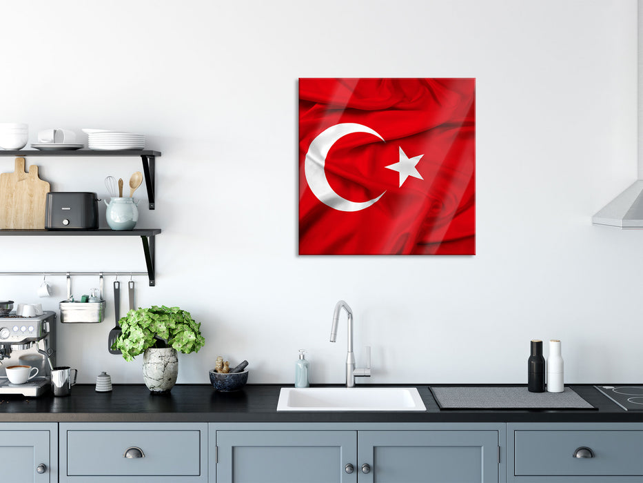 Turkey flag Türkei Flagge, Glasbild Quadratisch