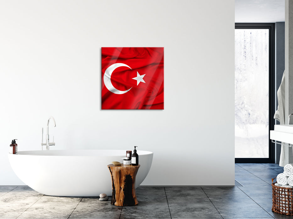 Turkey flag Türkei Flagge, Glasbild Quadratisch