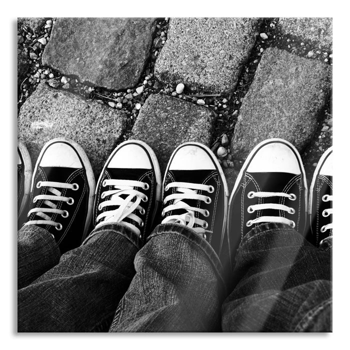 Pixxprint Lässige Schuhe, Glasbild Quadratisch