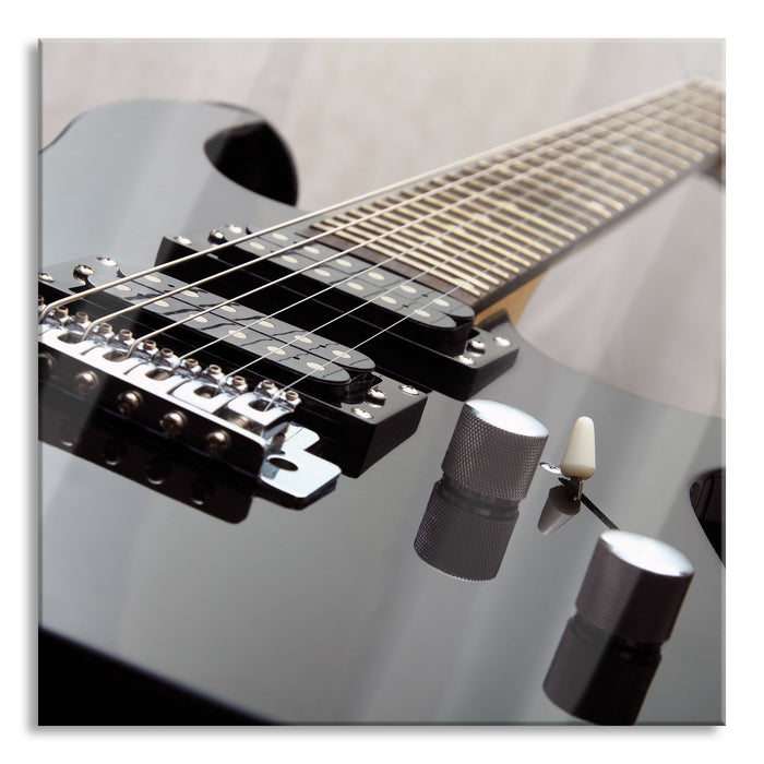 Pixxprint Black Guitar, Glasbild Quadratisch