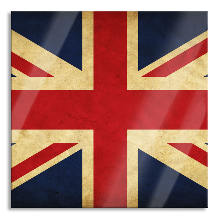 Pixxprint Großbritannien Flagge, Glasbild Quadratisch