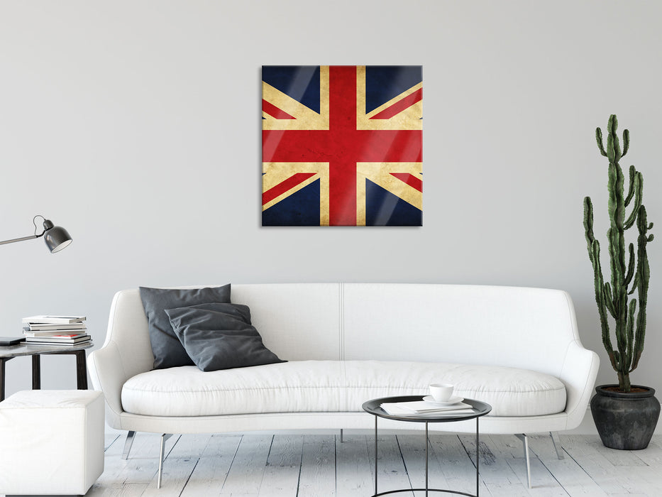 Großbritannien Flagge, Glasbild Quadratisch