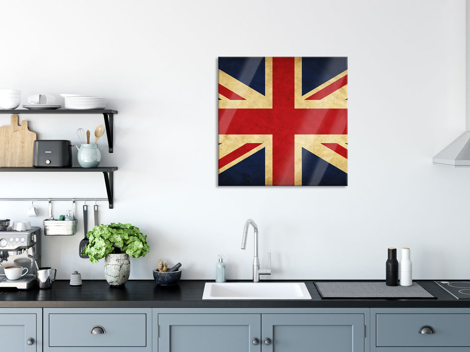 Großbritannien Flagge, Glasbild Quadratisch