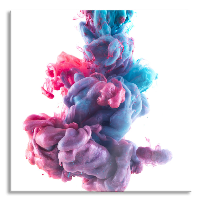 Pixxprint Abstrakt Art Bunter Qualm, Glasbild Quadratisch