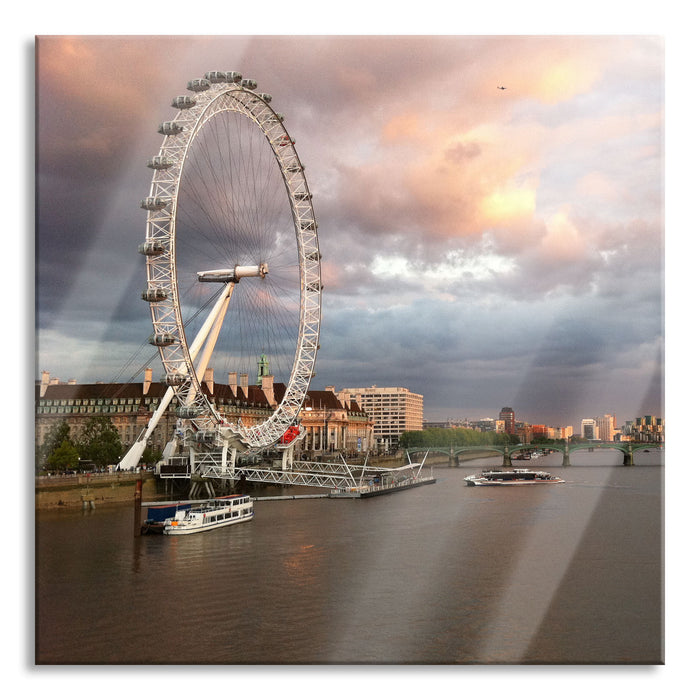 Pixxprint Riesenrad London Eye, Glasbild Quadratisch