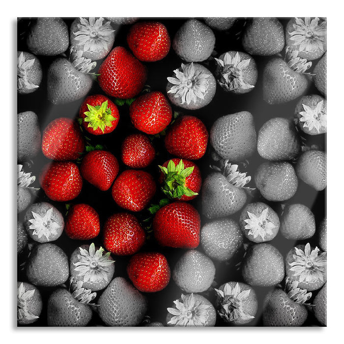 Pixxprint Erdbeeren, Glasbild Quadratisch