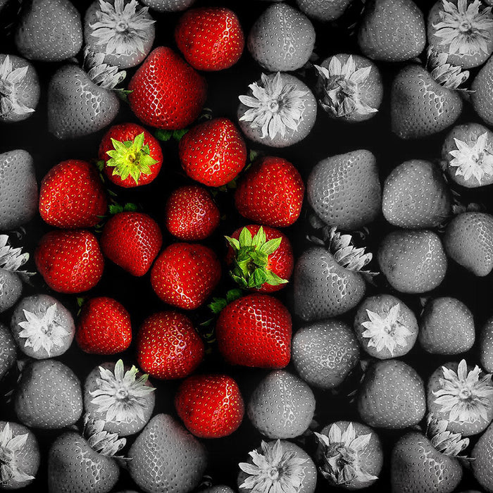 Erdbeeren, Glasbild Quadratisch