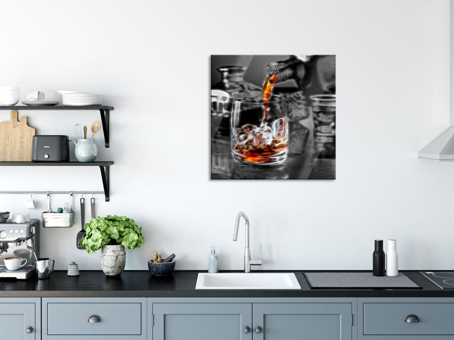 Whiskey im Whiskeyglas, Glasbild Quadratisch