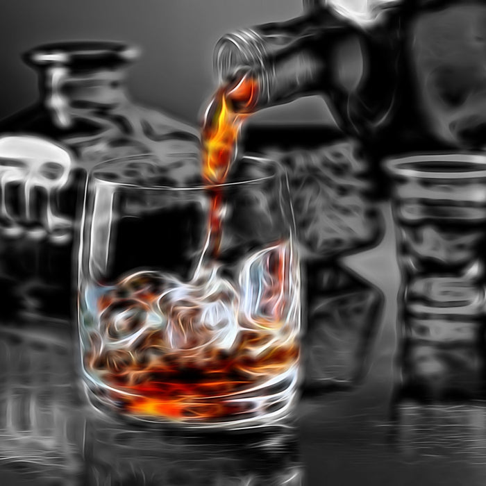 Whiskey im Whiskeyglas, Glasbild Quadratisch