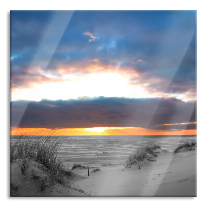 Pixxprint Nordseeküste bei Sonnenaufgang, Glasbild Quadratisch