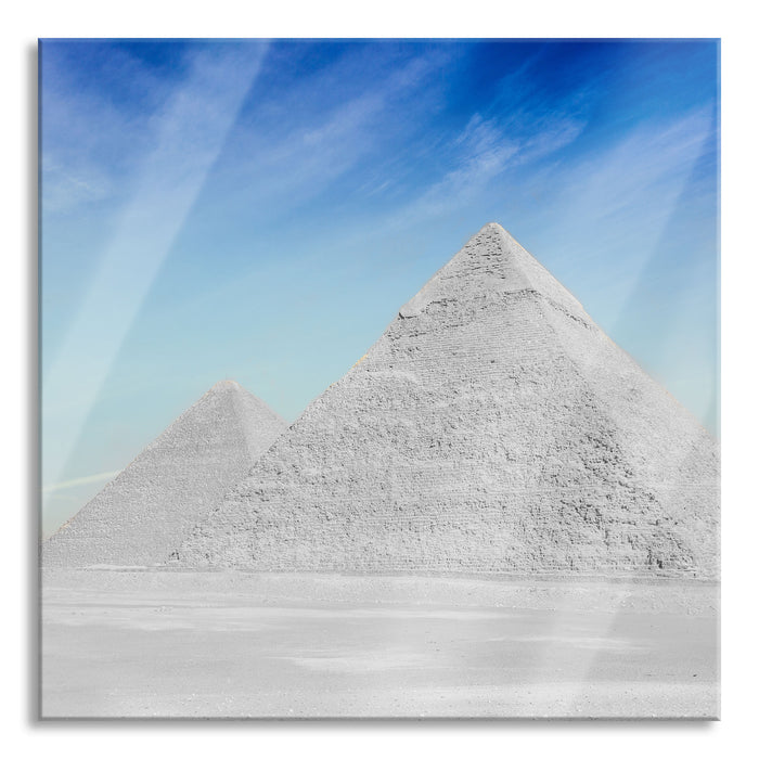 Pixxprint Pyramiden von Gizeh, Glasbild Quadratisch