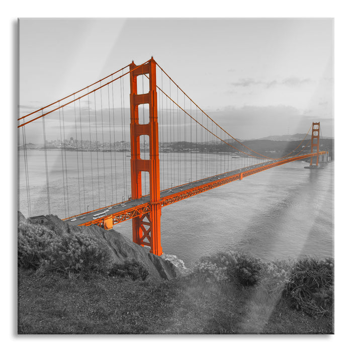 Pixxprint Golden Gate Bridge San Francisco, Glasbild Quadratisch