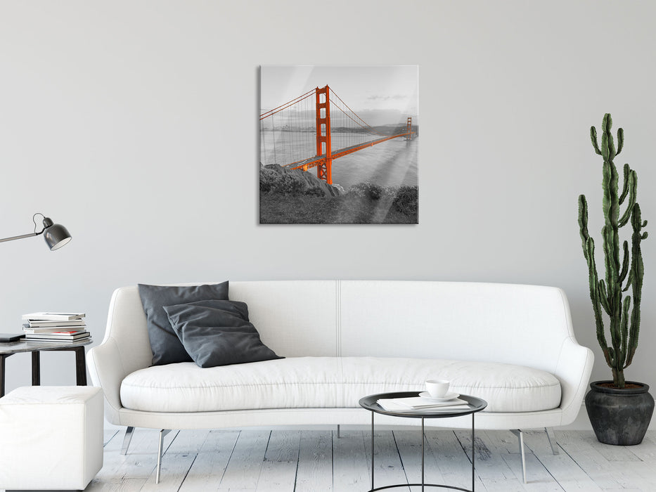 Golden Gate Bridge San Francisco, Glasbild Quadratisch