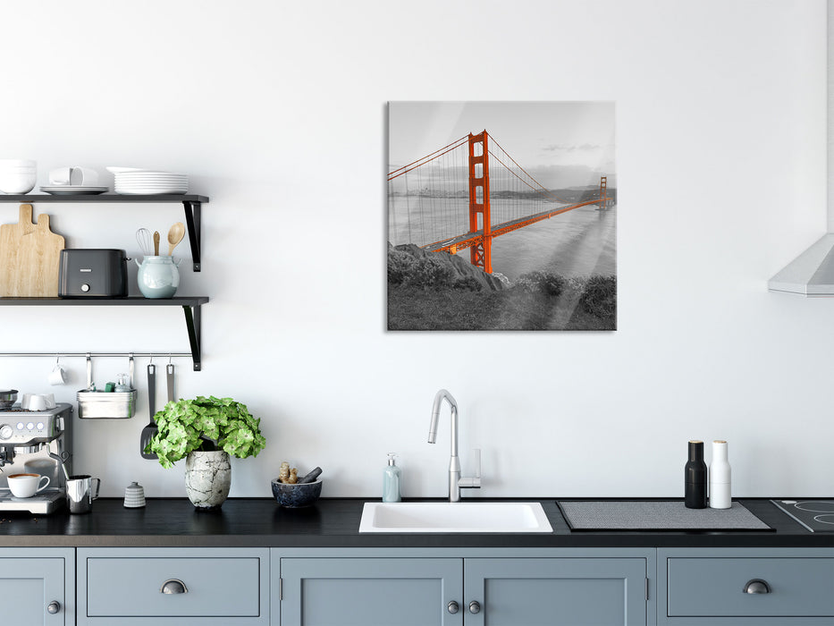 Golden Gate Bridge San Francisco, Glasbild Quadratisch