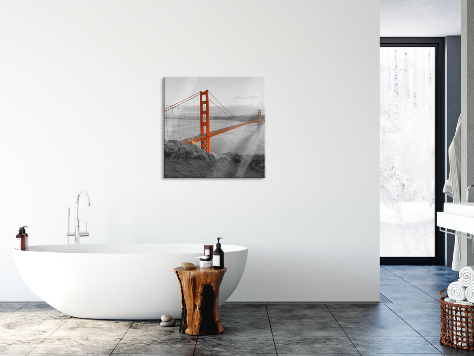 Golden Gate Bridge San Francisco, Glasbild Quadratisch