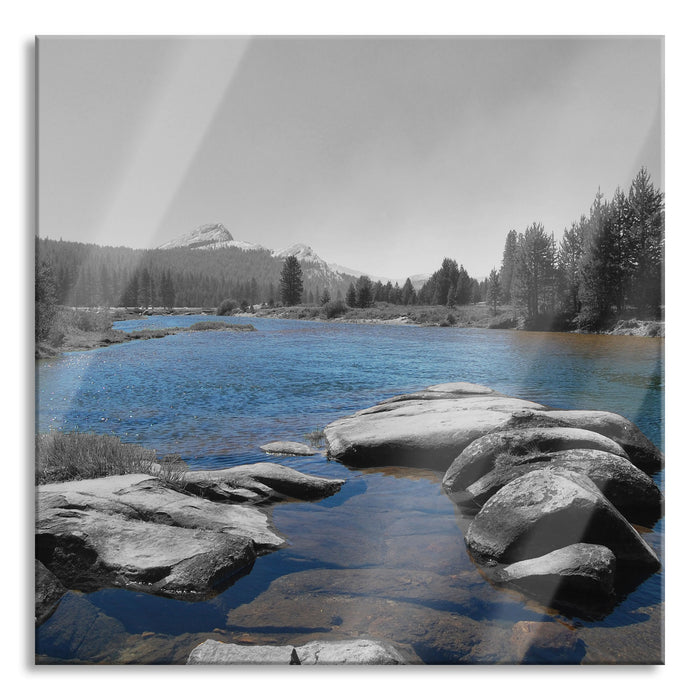 Pixxprint Tuolumne River Yosemite, Glasbild Quadratisch