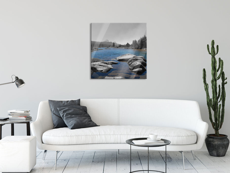 Tuolumne River Yosemite, Glasbild Quadratisch