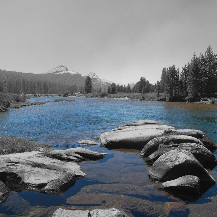 Tuolumne River Yosemite, Glasbild Quadratisch