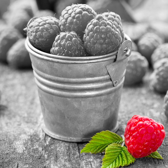 Früchte Eimer Obst Fruit food, Glasbild Quadratisch