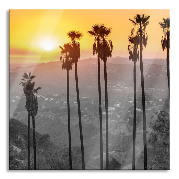 Pixxprint Aussicht auf den Hollywood Hills, Glasbild Quadratisch