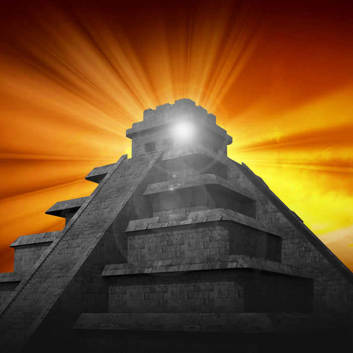 Maya Pyramide Tempelanlage, Glasbild Quadratisch