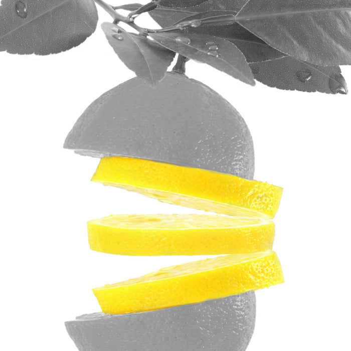 Frische aufgeschnittene Zitrone, Glasbild Quadratisch