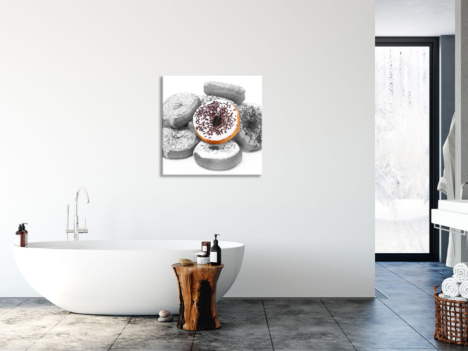 Donut mit Glasur und Liebesperlen, Glasbild Quadratisch