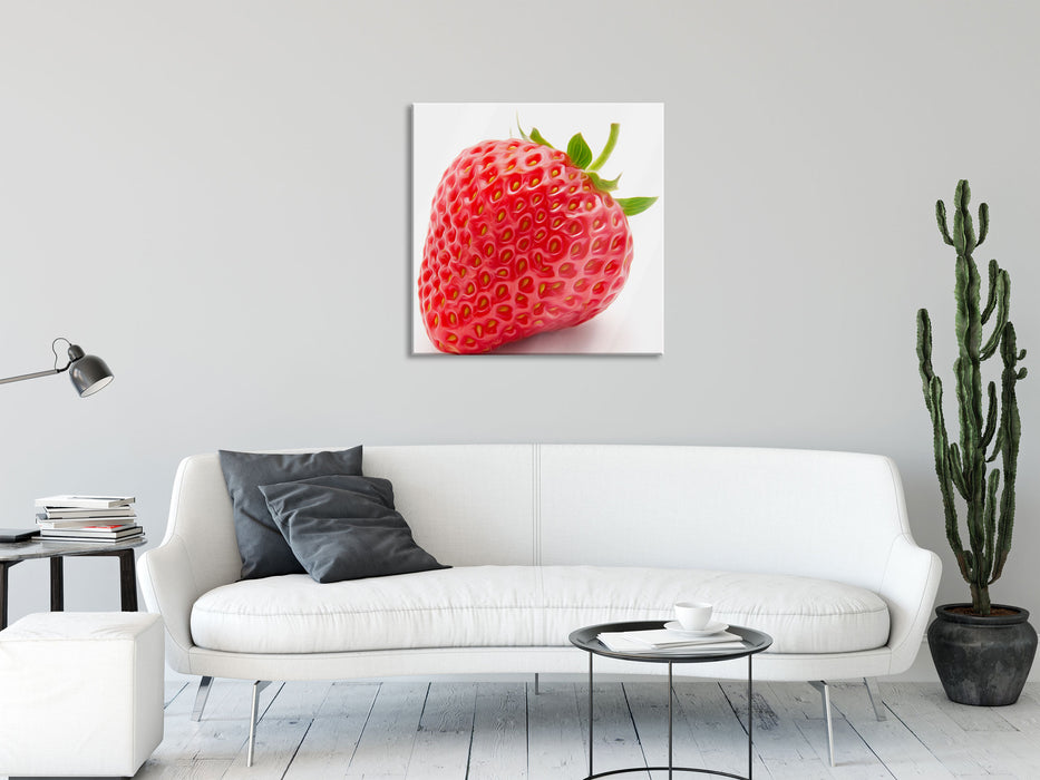 glänzende Erdbeere, Glasbild Quadratisch