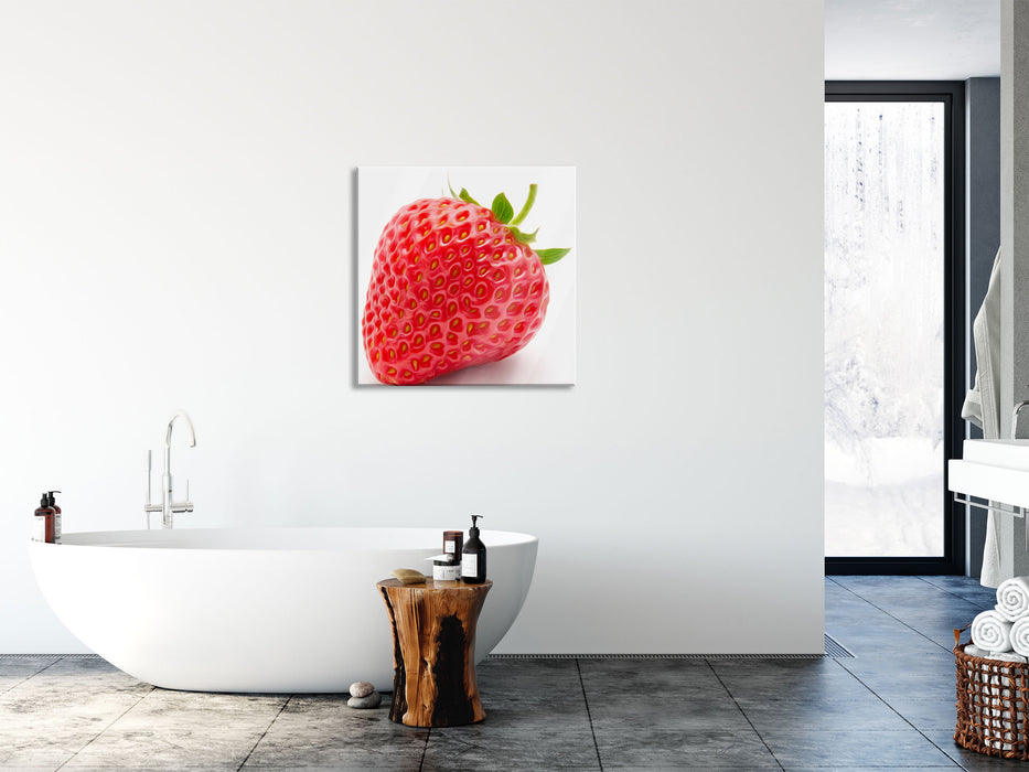 glänzende Erdbeere, Glasbild Quadratisch
