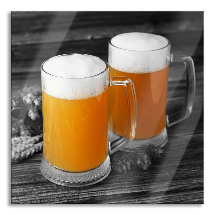 Pixxprint Biergläser Hefeweizen, Glasbild Quadratisch