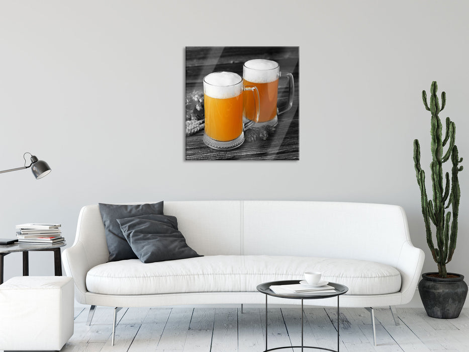 Biergläser Hefeweizen, Glasbild Quadratisch