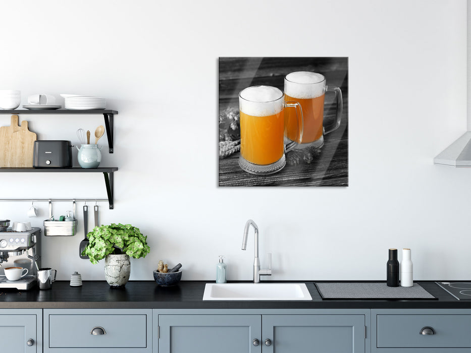 Biergläser Hefeweizen, Glasbild Quadratisch