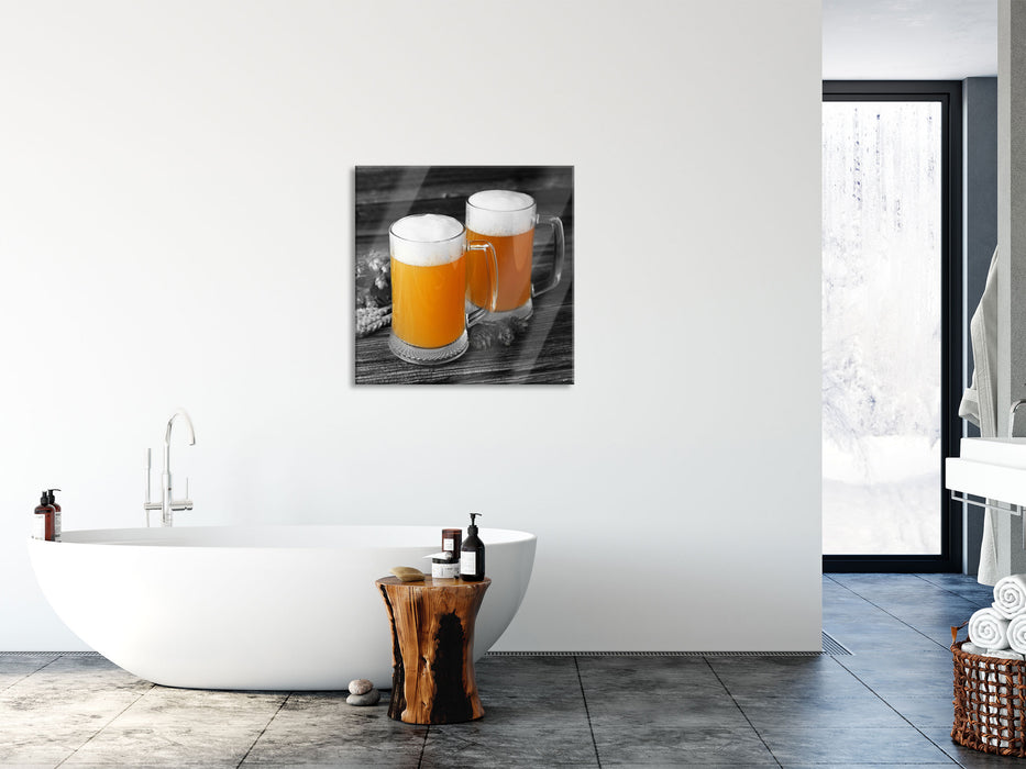 Biergläser Hefeweizen, Glasbild Quadratisch