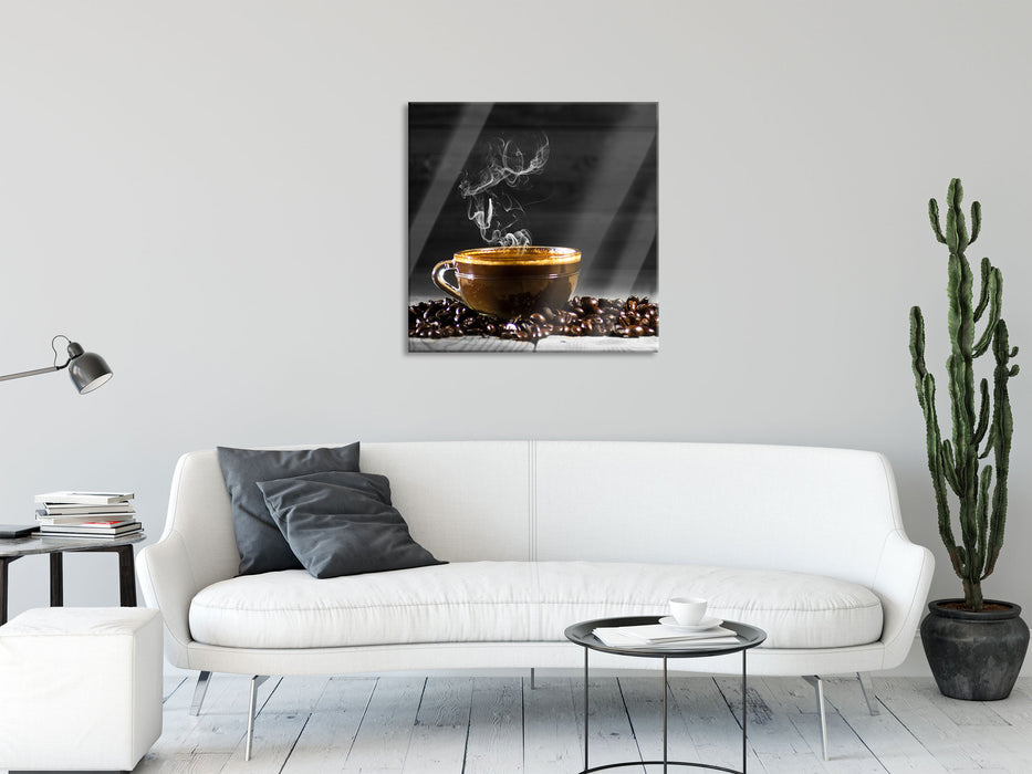 Duftender Arabischer Kaffe, Glasbild Quadratisch