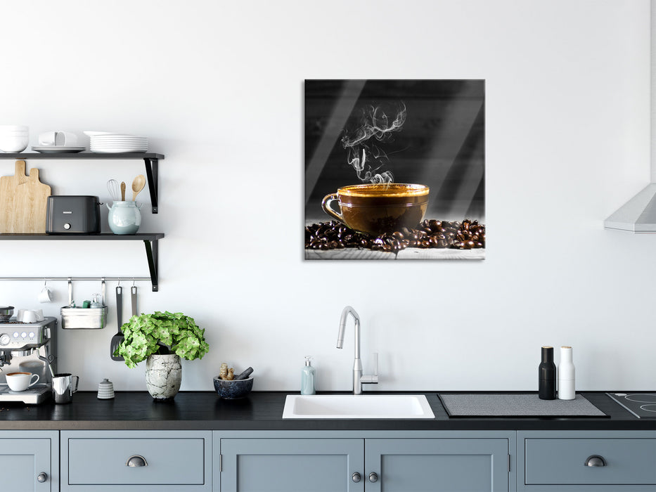 Duftender Arabischer Kaffe, Glasbild Quadratisch