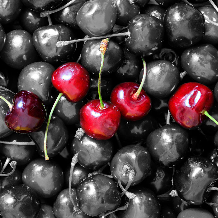 Viele leckere Kirschen, Glasbild Quadratisch